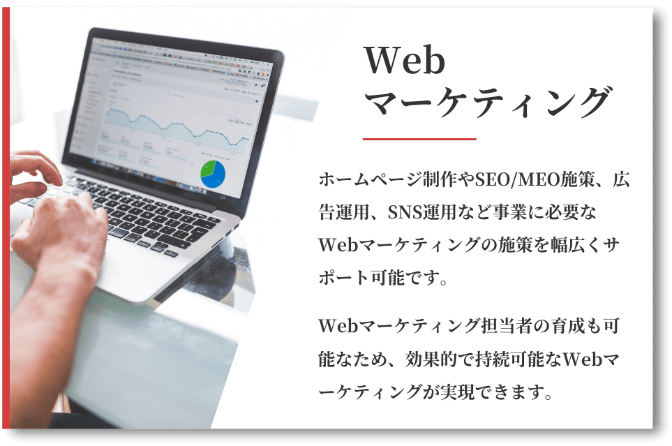 Webマーケティングのサービス内容について解説している画像