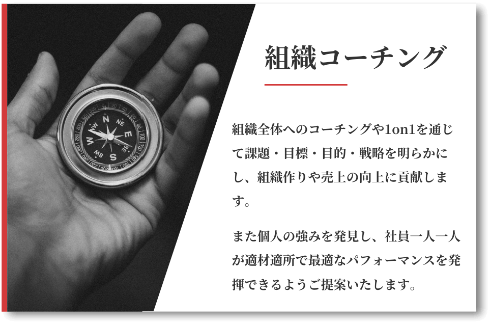 組織コーチングのサービス内容について解説している画像